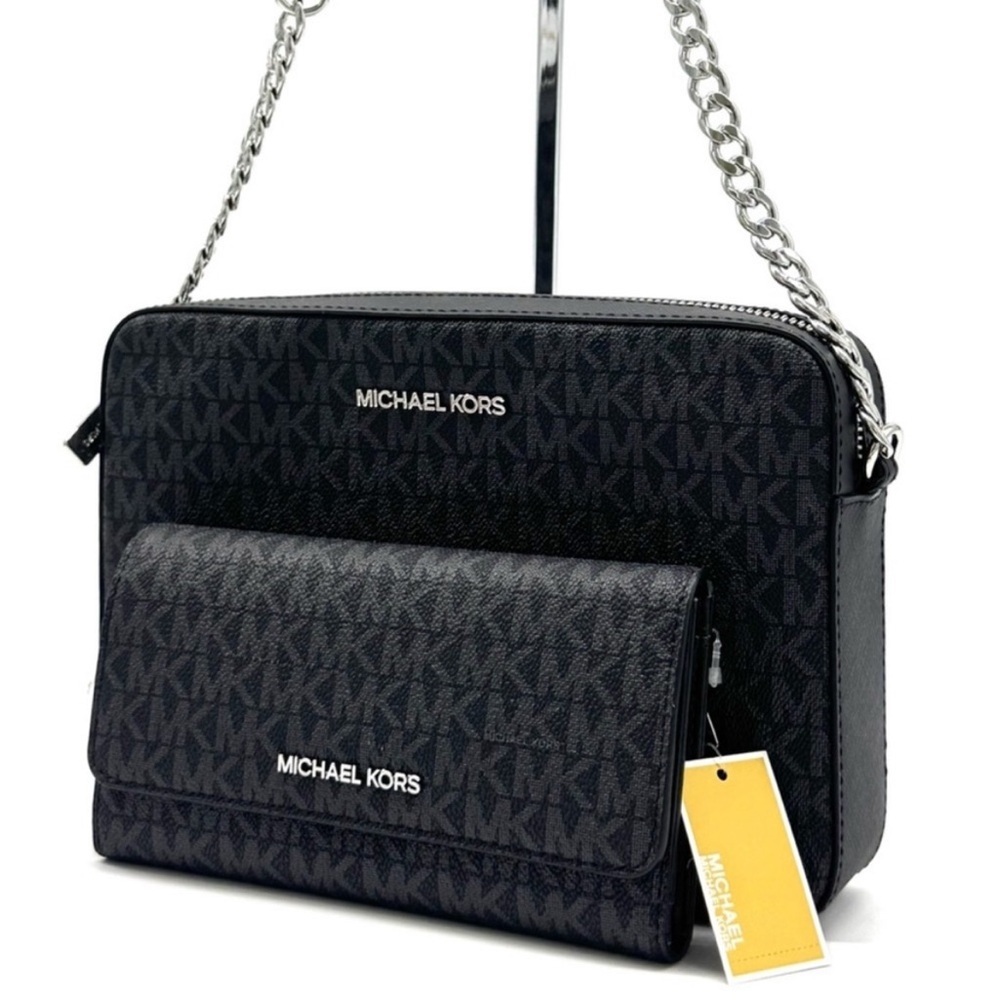 Michael Kors Large Jet Set Travel Logo Crossbody Bag & Matching Trifold Wallet